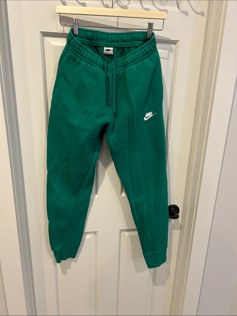 Nike Green Women's Fleece Jogger Pants with White Logo